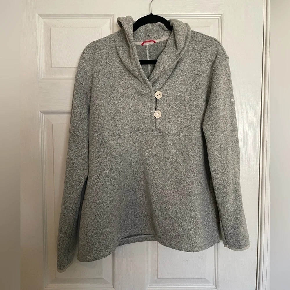 North Face Gray Quarter Button-Up Sweater Medium Mens Long Sleeve